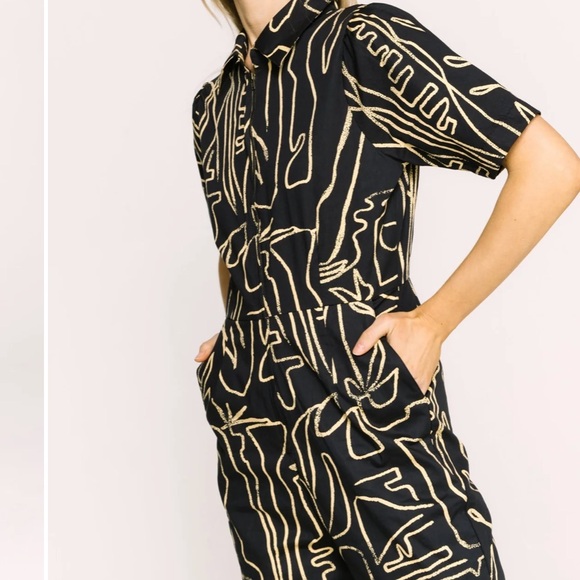 BEL KAZAN Stylish Black and Yellow Jumpsuit Size M - Picture 3 of 13